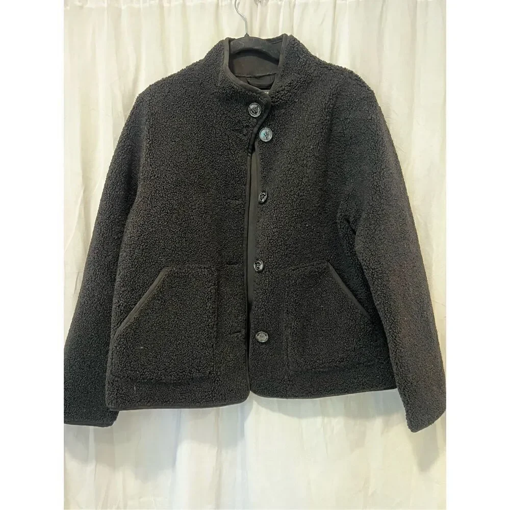 Lauren Ralph Lauren Women's Black Faux Shearling Long Sleeve Jacket Large NWOT